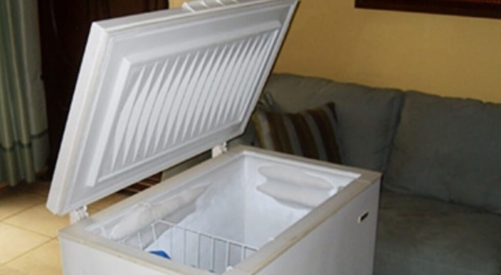 How long can a chest freezer lay on its side