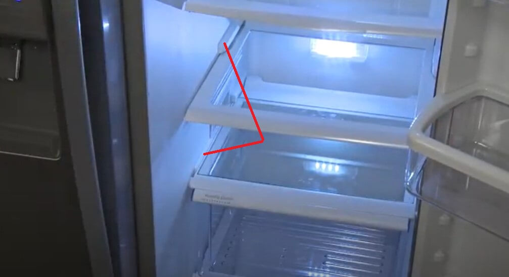 Location of shelf supports in whirlpool refrigerator